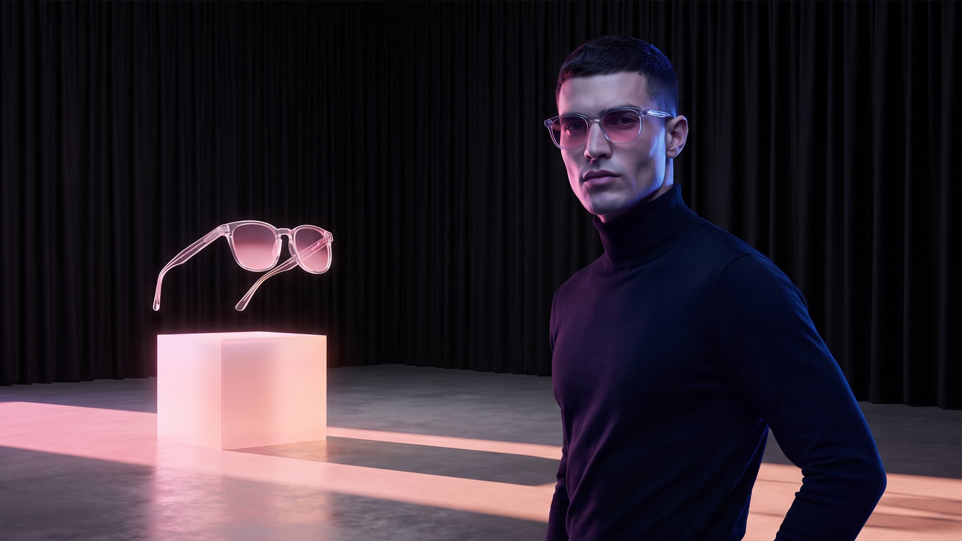 Virtual try-on demonstration for eyewear and sunglasses frames on face